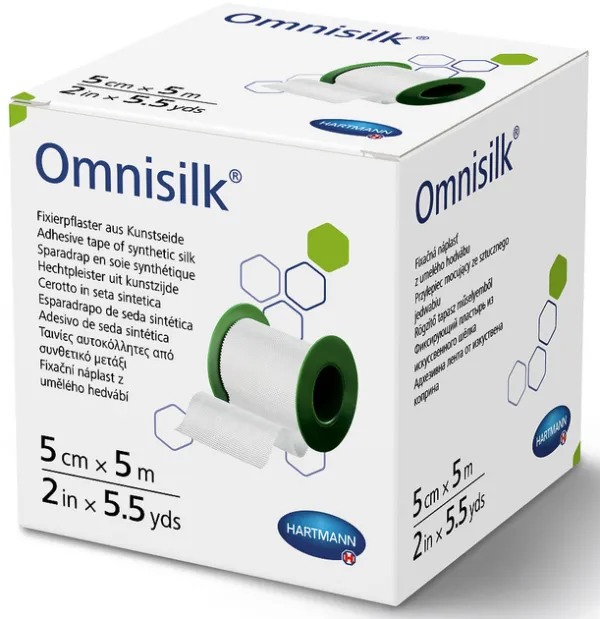 Пластир фіксувальний Hartmann Omnisilk зі штучного шовку 5 см х 5 м 1 шт. Пластир фіксувальний Hartmann Omnisilk зі штучного шовку 5 см х 5 м 1 шт.