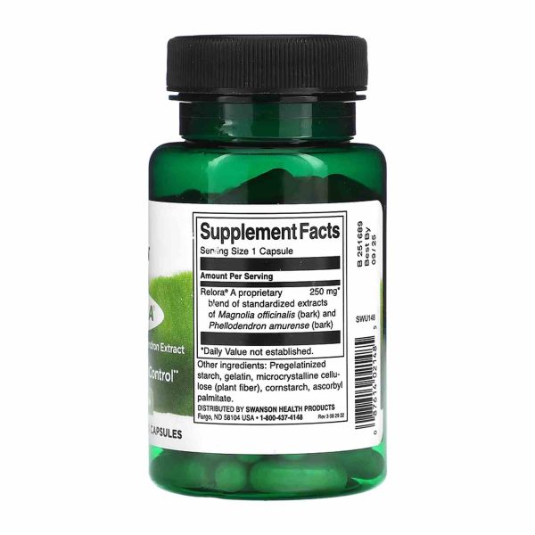 Swanson Relora – при стресі та контроль ваги без сили волі 250 мг- 90 caps