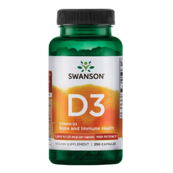 Swanson Vitamin D3 1000 МО – Вітамін сонця для міцних кісток, імунітету та довголіття 1000iu - 250caps Swanson Vitamin D3 1000 МО – Вітамін сонця для міцних кісток, імунітету та довголіття 1000iu - 250caps