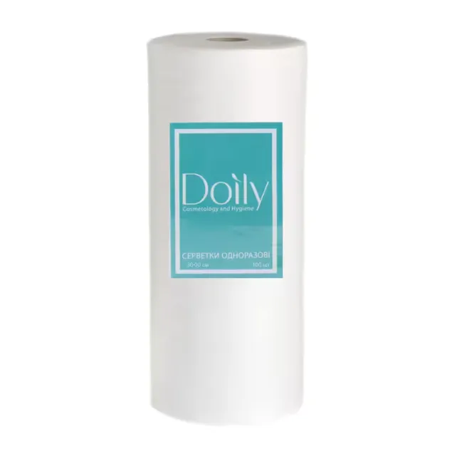 Серветки в рулоні Doily® 30х30 см (100 шт/рул) зі спанлейсу 40 г/м2 Текстура: гладка