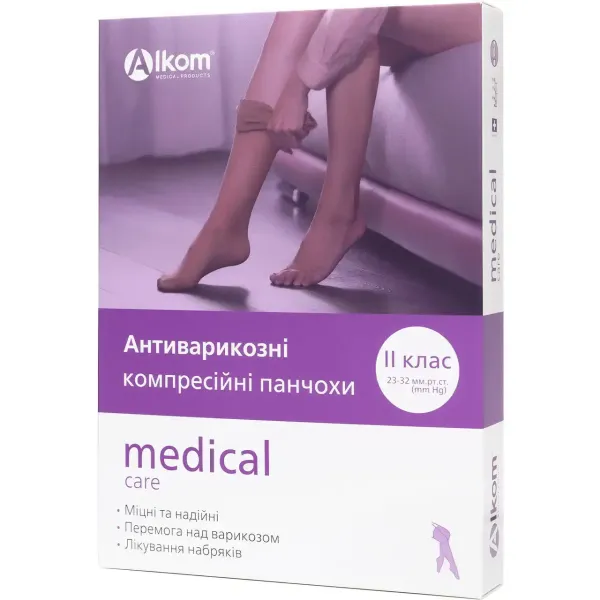 Антиварикозные чулки medical care, закрытый мисок, класс компрессии II Алком Антиварикозные чулки medical care, закрытый мисок, класс компрессии II Алком