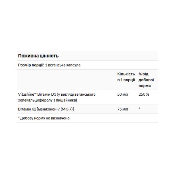 Витамины D3 + K2 Swanson – поддержка костей, сердца и иммунной системы - 60 vcaps