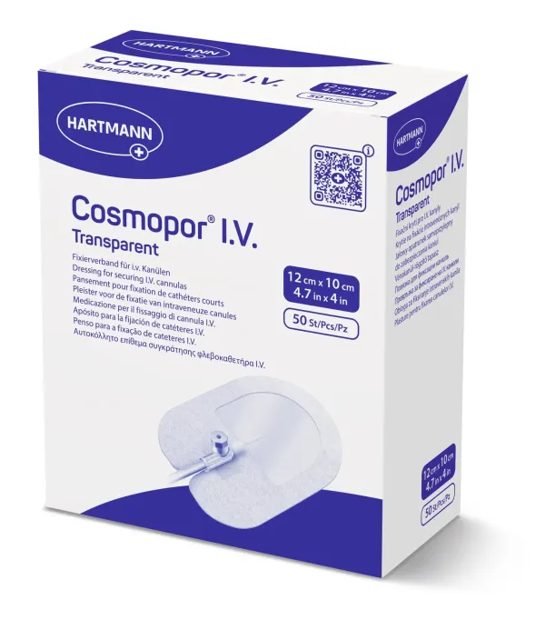 Пов'язка для фіксації внутрішньовенних канюль Cosmopor® I.V. Transparent 12см x 10см 50шт Пов'язка для фіксації внутрішньовенних канюль Cosmopor® I.V. Transparent 12см x 10см 50шт