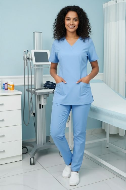 Жіночий Медичний Костюм Ластик колір небо