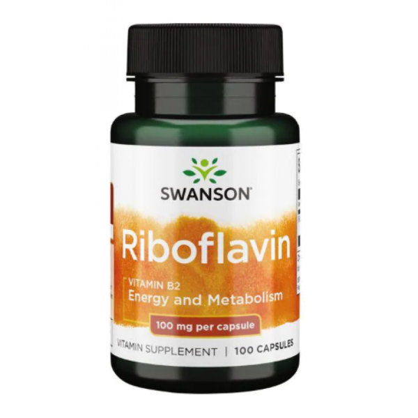Swanson Vitamin B2 – Рибофлавін для енергії, зору та функції щитовидної залози 100мг - 100caps Swanson Vitamin B2 – Рибофлавін для енергії, зору та функції щитовидної залози 100мг - 100caps