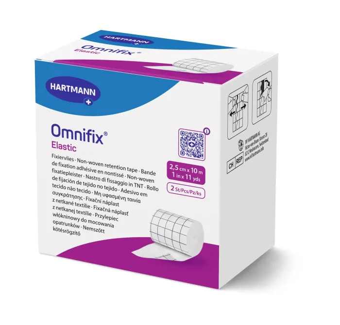 Пластир еластичний фіксуючий на нетканій основі Omnifix® Elastic / Омніфікс Еластік 2,5см х 10м 2шт