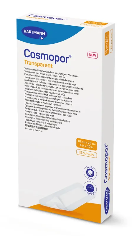 Пов’язка плівкова прозора з абсорбуючою подушечкою Cosmopor® Transparent 10см х 12см 1пов'язка