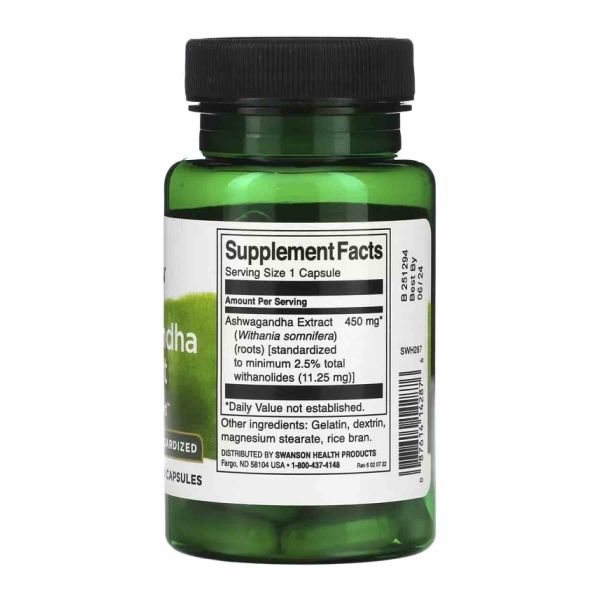 Ашваганда Swanson 450 мг – при стрессе и напряжении - 60 caps