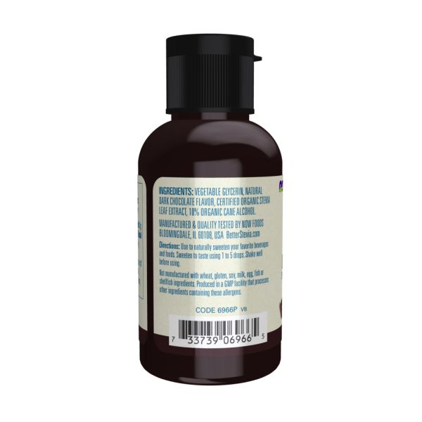 NOW BetterStevia – рідкий підсолоджувач без калорій із органічною стевією- 59ml Dark Chocolate