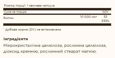 Biotin 10,000mcg - 60 vcaps