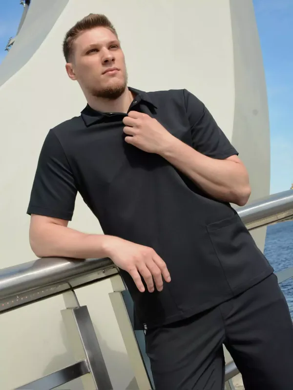 Матео мужское медицинское поло колір чорний Матео мужское медицинское поло колір чорний