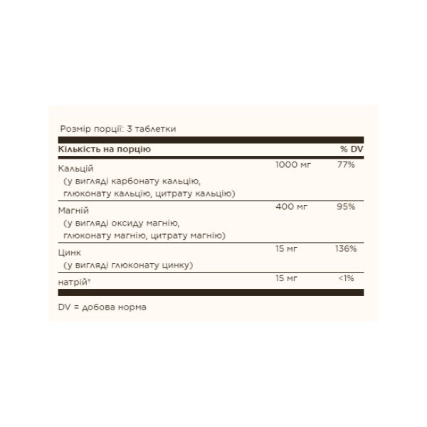 Calcium Magnesium Plus Zinc - 100 tabs