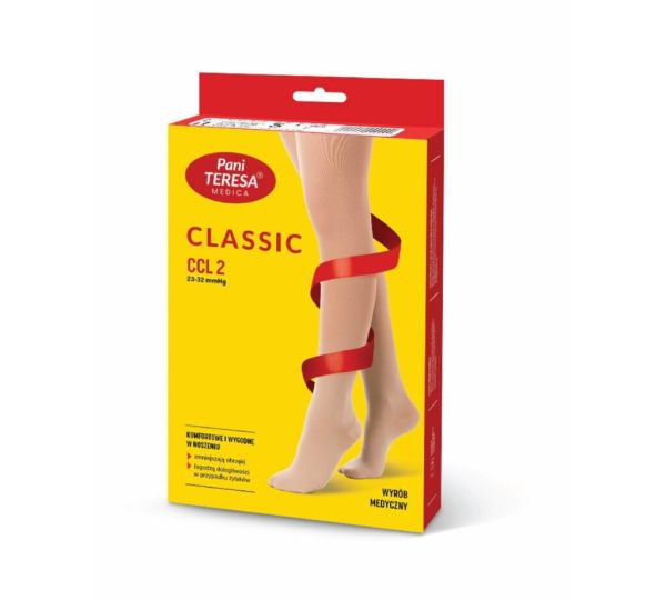 Панчохи медичні 2 клас компресії короткі відкритий мисок Pani Teresa св бежевий