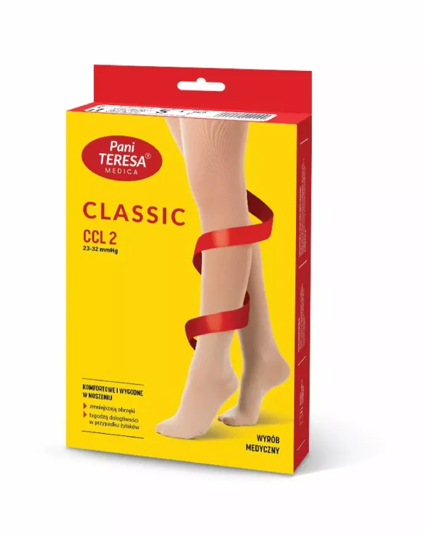 Панчохи медичні 2 клас компресії довгі закритий мисок Pani Teresa св бежевий