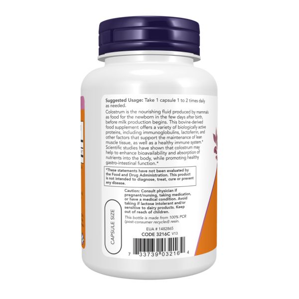  Colostrum 500 мг NOW — Поддержка иммунитета и общего здоровья- 120 vcaps