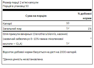 Олія примули вечірньо Evening Primrose Oil 500mg Swanson - 100 softgels
