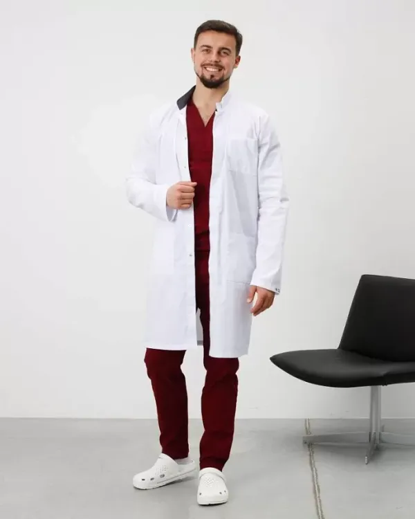 Халат медицинский мужской Амстердам цвет белый-серый