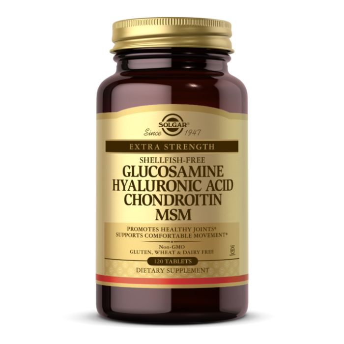 Solgar, глюкозамін, гіалуронова кислота, хондроїтин і МСМ, Glucosamine Hyaluronic Acid Chondroitin MSM  - 120 tabs
