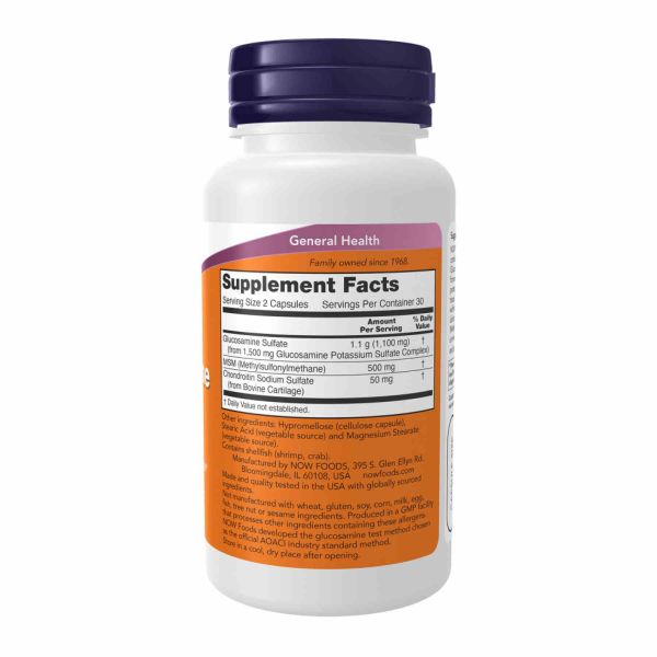 NOW Glucosamine & MSM with Chondroitin – для поддержания здоровья и подвижности суставов - 60 caps