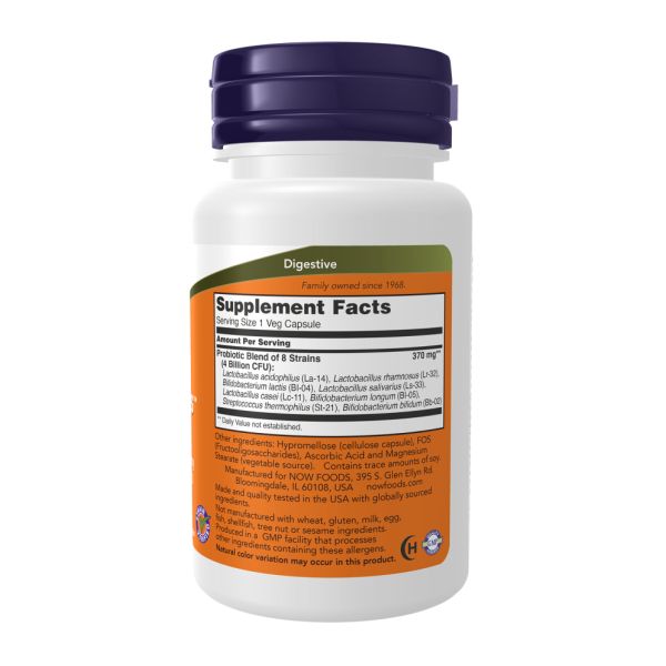 NOW® Gr8-Dophilus™ – 8 штаммов пробиотиков для здоровья кишечника - 60 vcaps