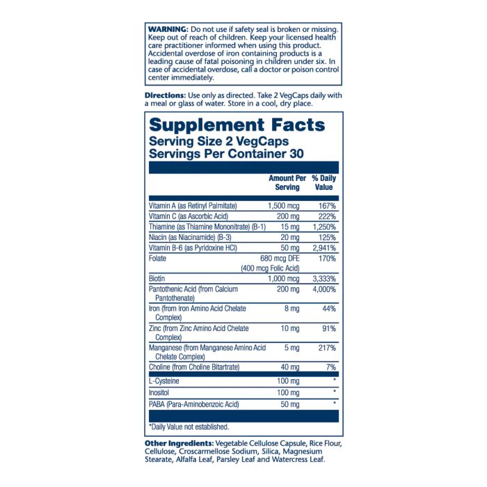 Hair Nutrients – 60 капсул VegCaps для підтримки росту волосся, шкіри та нігтів