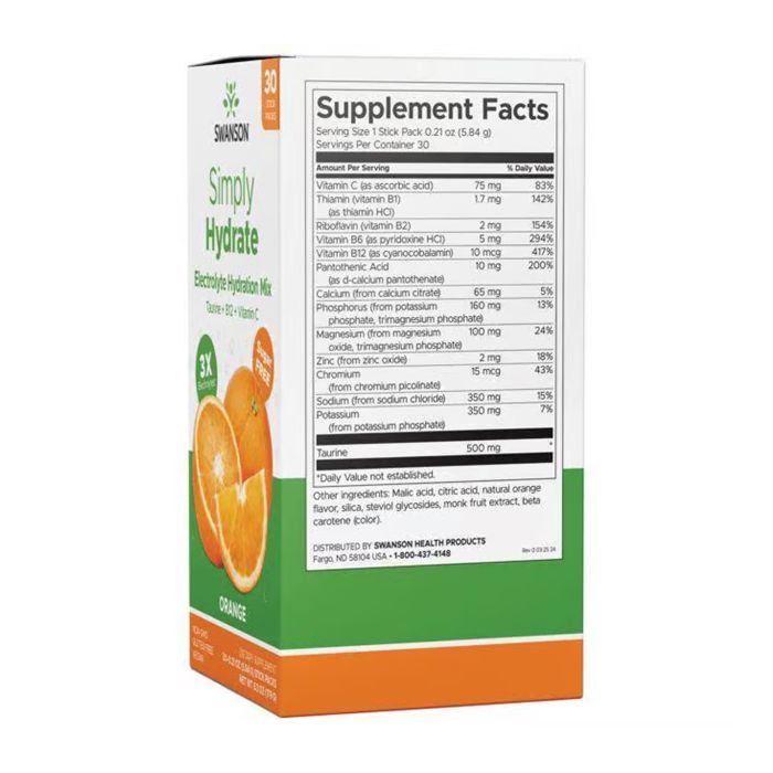 Simply Hydrate Electrolyte Hydration Mix - 30 packs Orange