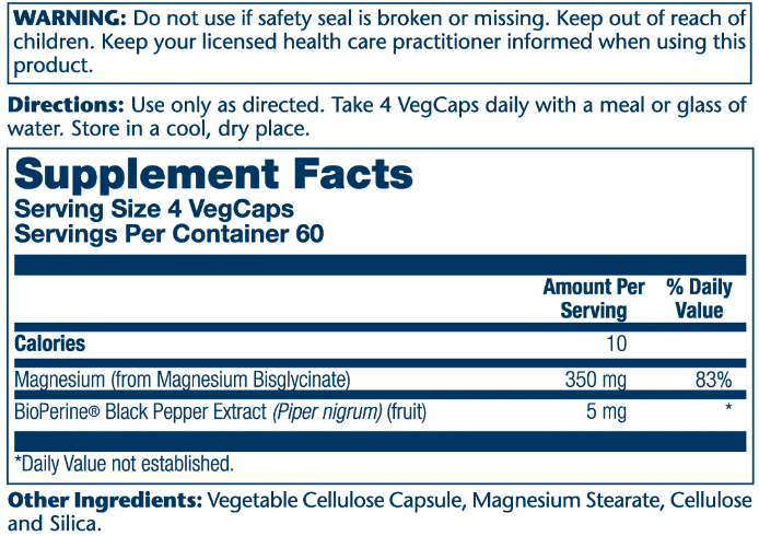 Magnesium Glycinate 350mg - 240 vcaps