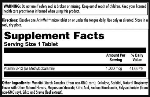 B12 Methylcobalamin 1000mcg - 60 tabs Berry