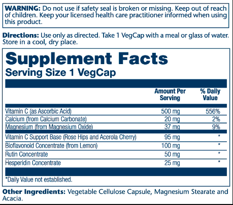 Vitamin C with Bioflavonoid Concentrate 500mg - 100 vcaps