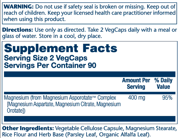 Magnesium Asporotate - 180 vcaps