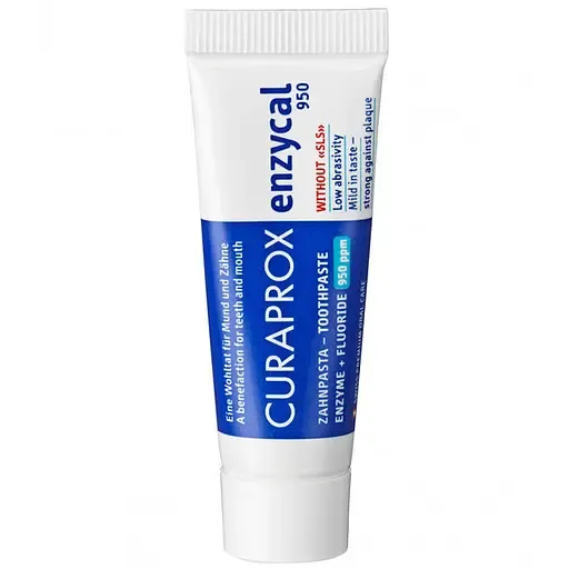 Зубная паста ферментная Enzycal mini с фтором, 10 мл., RDA - 30