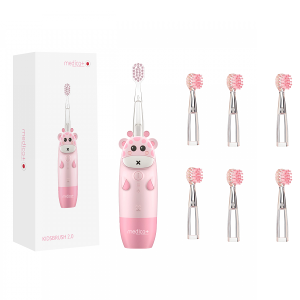 Дитяча зубна щітка MEDICA+ KidsBrush 2.0 Pink + Насадки (6 шт) Дитяча зубна щітка MEDICA+ KidsBrush 2.0 Pink + Насадки (6 шт)