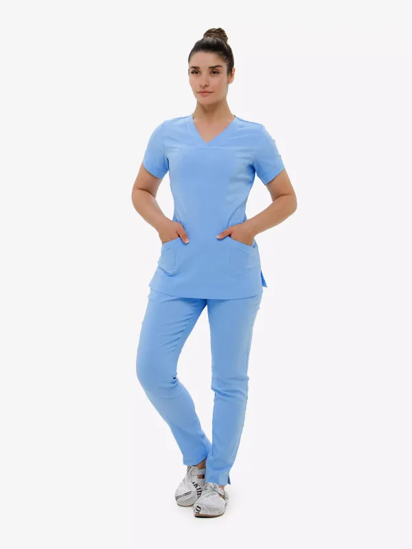 Жіночий Медичний Костюм Ластик колір небо