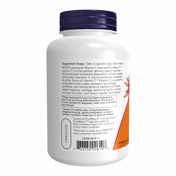 Liposomal Vitamin C NOW - Поддержка иммунитета и коллагена, улучшенное усвоение - 120 vcaps