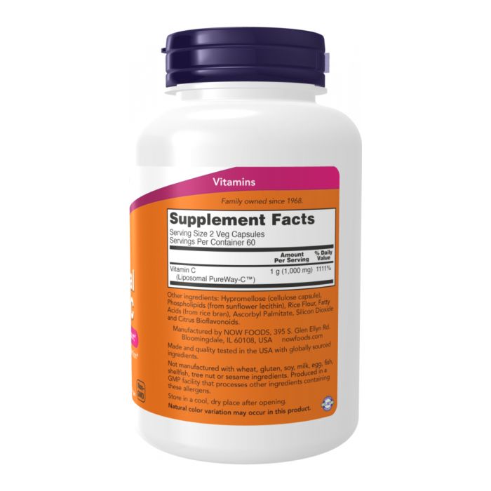 Liposomal Vitamin C NOW — Підтримка імунітету та колагену, покращене засвоєння - 120 vcaps