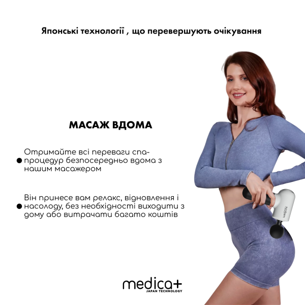 Перкусійний масажер для тіла і м'язів Medica+ MassHand Pro 4.0 White