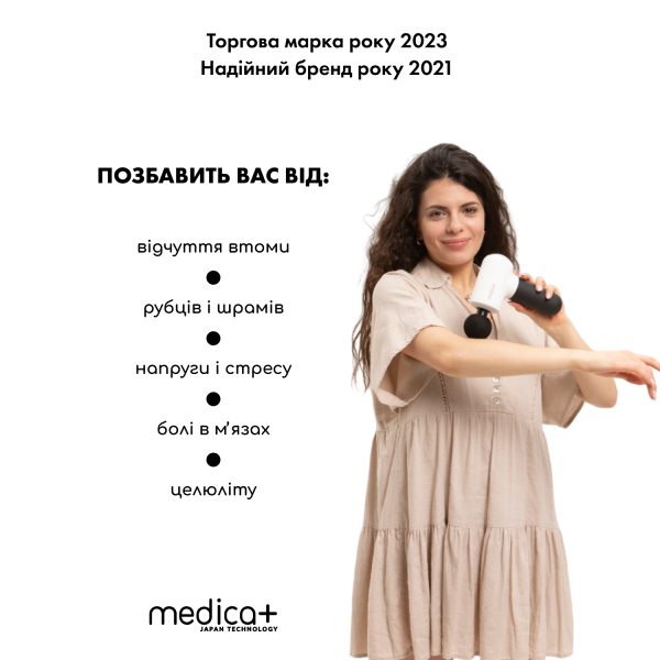 Перкусійний масажер для тіла і м'язів Medica+ MassHand Pro 4.0 White