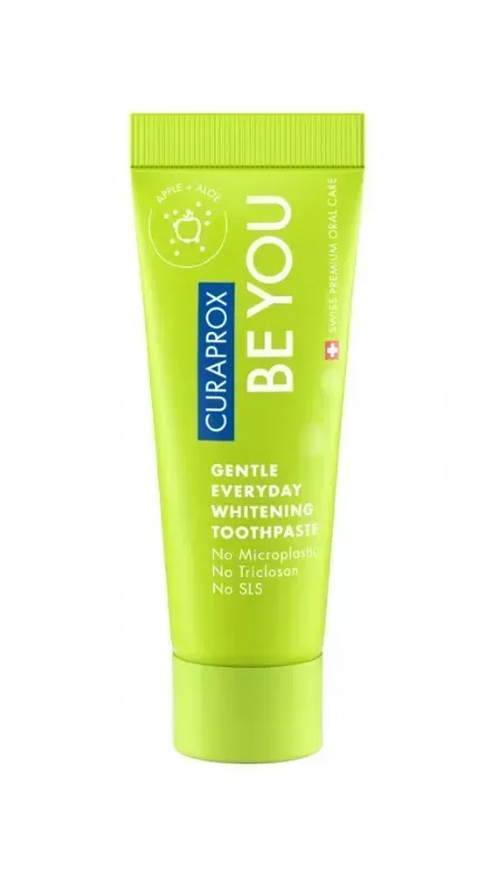 Освітлююча зубна паста Curaprox Be You Green, салатового кольору, 10 мл., RDA - 50 Смак: Яблуко & Алое Освітлююча зубна паста Curaprox Be You Green, салатового кольору, 10 мл., RDA - 50 Смак: Яблуко & Алое