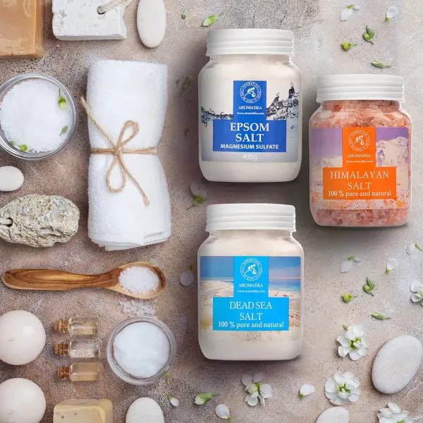 Набір солей для ванн «Мертвого моря» 350 г, «Гімалайська» 450 г, «Епсом» 400 г Ароматика
