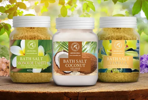Набір солей для ванн «Моной де Таїті», «Кокос», «Ваніль» 3 шт x 400 г Ароматика