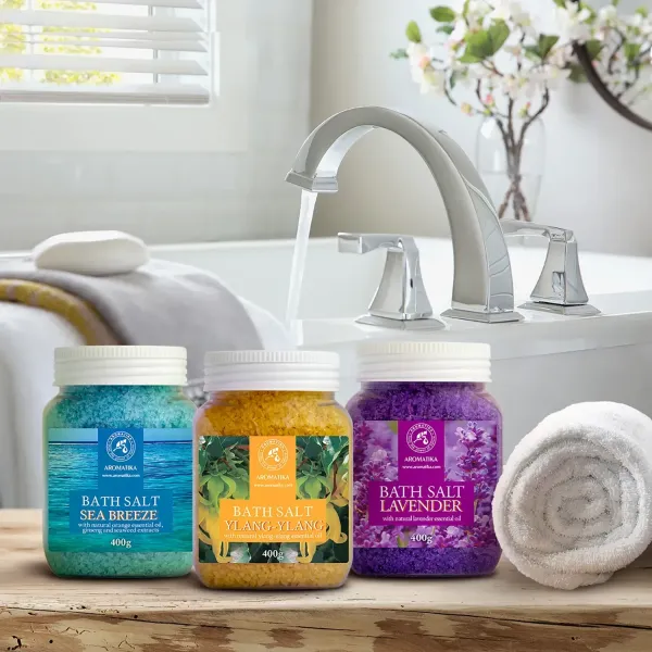 Набір солей для ванн «Морський бриз», «Іланг-іланг», «Лаванда» 3 шт x 400 г Ароматика