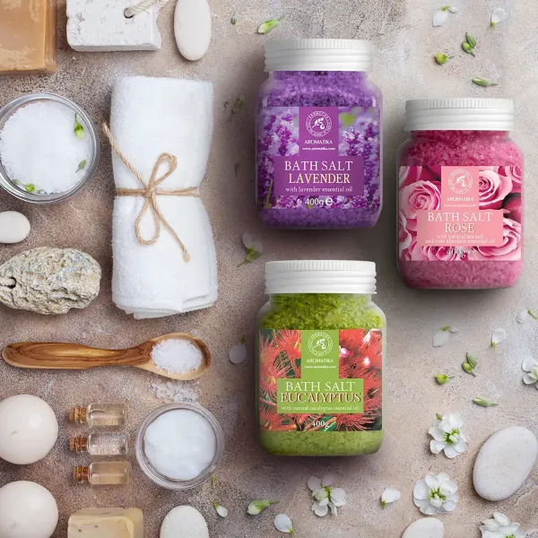 Набір солей для ванн «Лаванда», «Евкаліпт», «Троянда» 3 шт x 400 г Ароматика