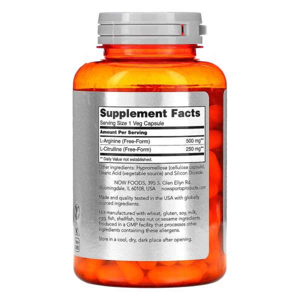 Arginine 500mg Citruline 250mg - 120 vcaps