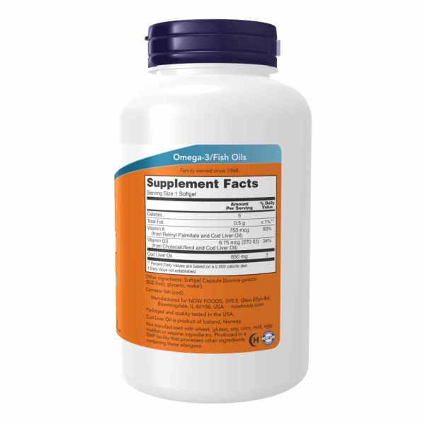 Жирні кислоти ,Now Foods, Cod Liver Oil 650mg - 250 sgels