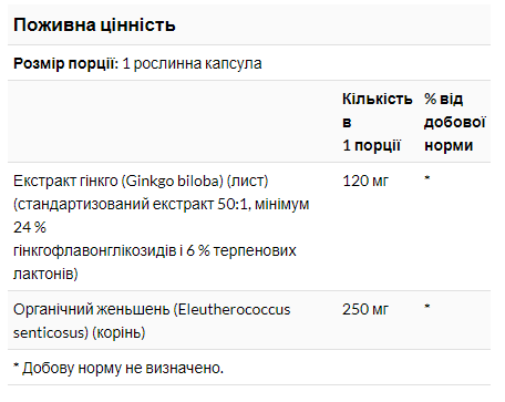 Ginkgo Biloba 120mg - 50 vcaps