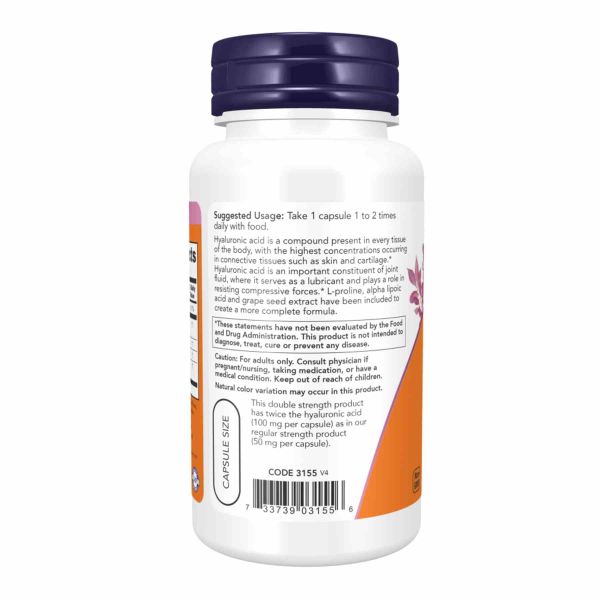 Hyaluronic Acid 100mg 2X Plus - 60 vcaps