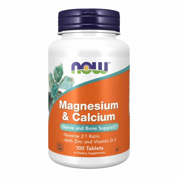 Кальцій та магній,Now Foods, Magnesium & Calcium 2:1 Ratio - 100 tabs