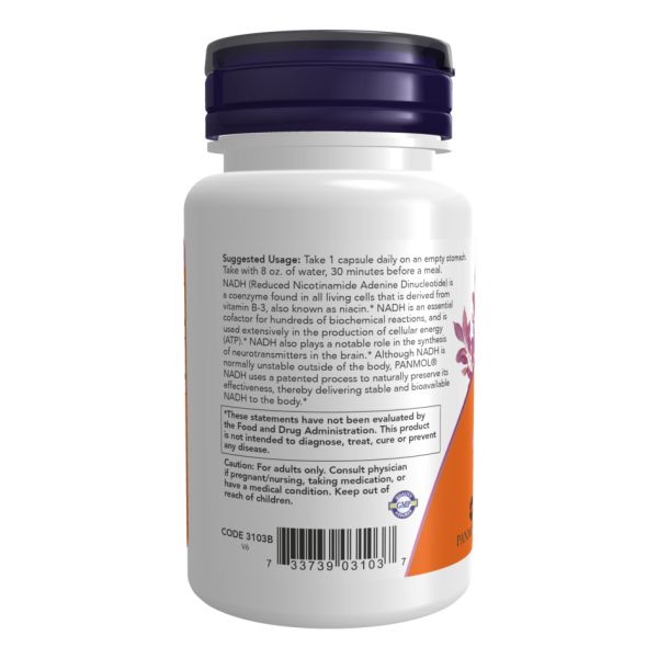 NADH з D-рибозою NOW – природна енергія для мозку та тіла 200 мг Ribose - 60 vcaps