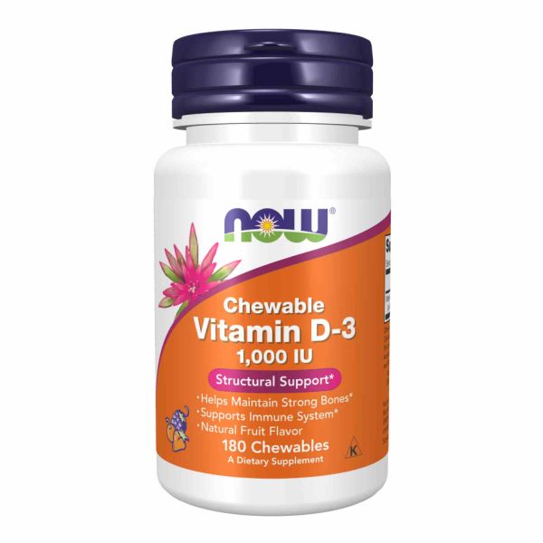 NOW Foods, жувальний вітамін, VIT D-3 1000 IU Fruity Chew - 180 loz NOW Foods, жувальний вітамін, VIT D-3 1000 IU Fruity Chew - 180 loz