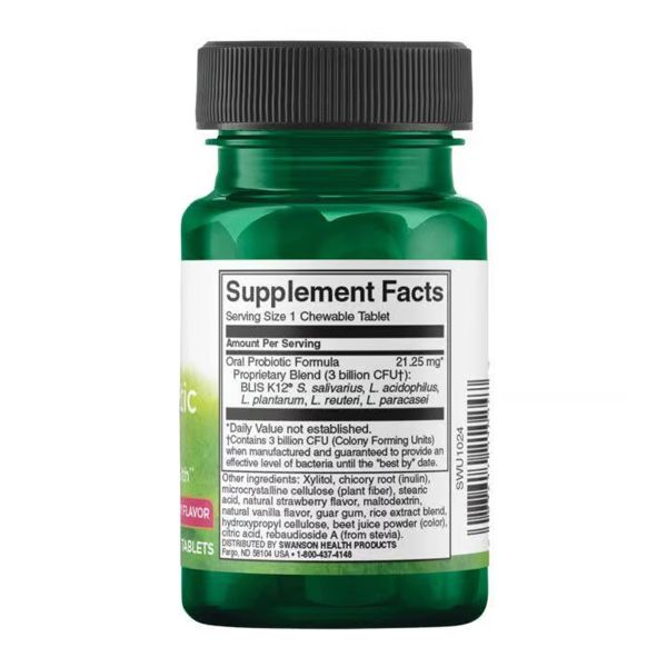 Пробіотик Swanson Oral Probiotic Formula 3 billion Cfu - 30 tabs Natural Strawberry 